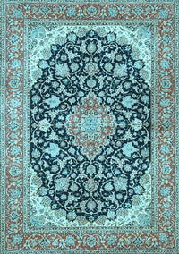 Medallion Light Blue Traditional Rug, tr4645lblu