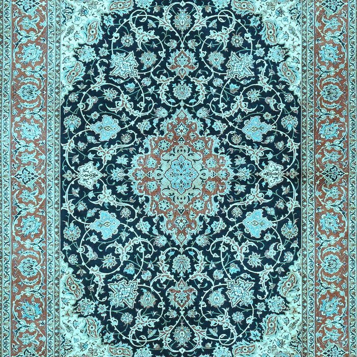 Medallion Light Blue Traditional Rug, tr4645lblu