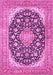 Machine Washable Medallion Pink Traditional Rug, wshtr4645pnk