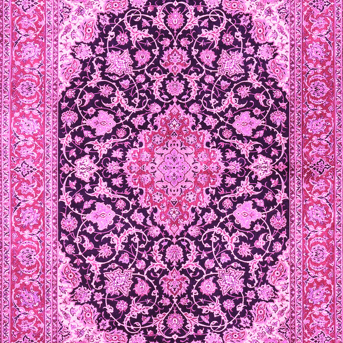 Machine Washable Medallion Pink Traditional Rug, wshtr4645pnk