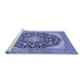 Sideview of Machine Washable Medallion Blue Traditional Rug, wshtr4645blu