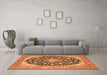 Machine Washable Medallion Orange Traditional Area Rugs in a Living Room, wshtr4645org