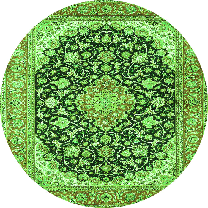 Square Medallion Green Traditional Rug, tr4645grn