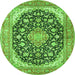 Square Medallion Green Traditional Rug, tr4645grn