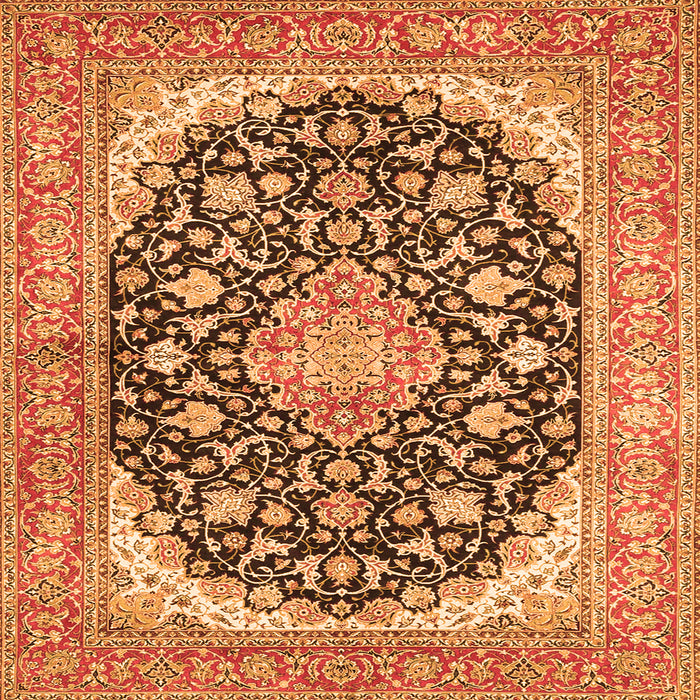 Serging Thickness of Medallion Orange Traditional Rug, tr4645org