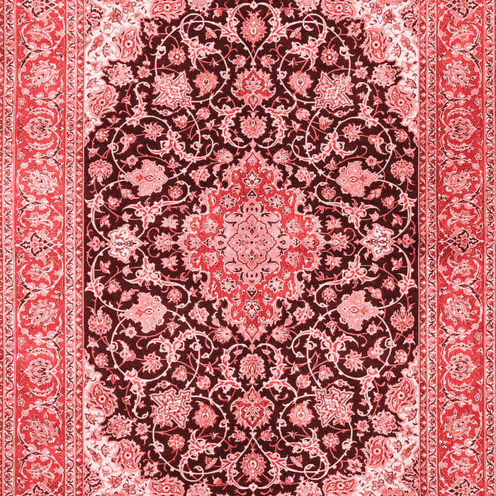 Machine Washable Medallion Red Traditional Rug, wshtr4645red