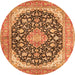 Machine Washable Medallion Orange Traditional Area Rugs, wshtr4645org