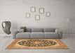 Machine Washable Medallion Brown Traditional Rug in a Living Room,, wshtr4645brn