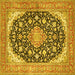 Square Medallion Yellow Traditional Rug, tr4645yw