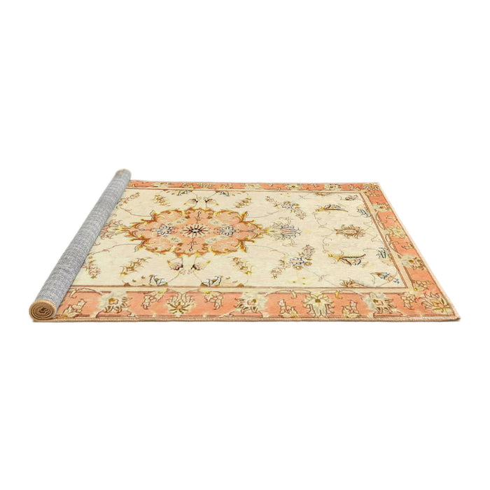Sideview of Machine Washable Traditional Gold Rug, wshtr4646