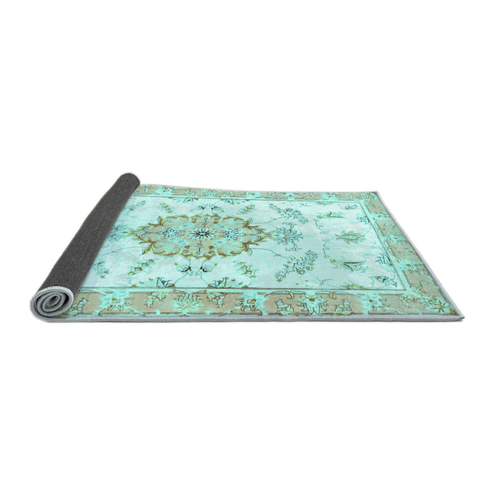 Sideview of Medallion Light Blue Traditional Rug, tr4646lblu