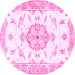 Round Medallion Pink Traditional Rug, tr4646pnk