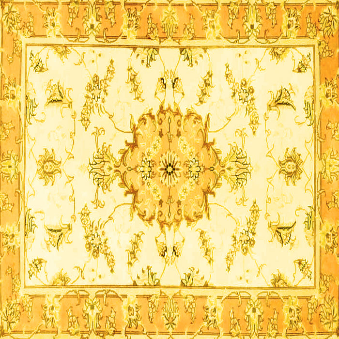 Square Medallion Yellow Traditional Rug, tr4646yw