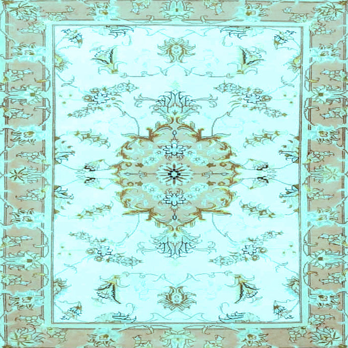 Square Medallion Light Blue Traditional Rug, tr4646lblu
