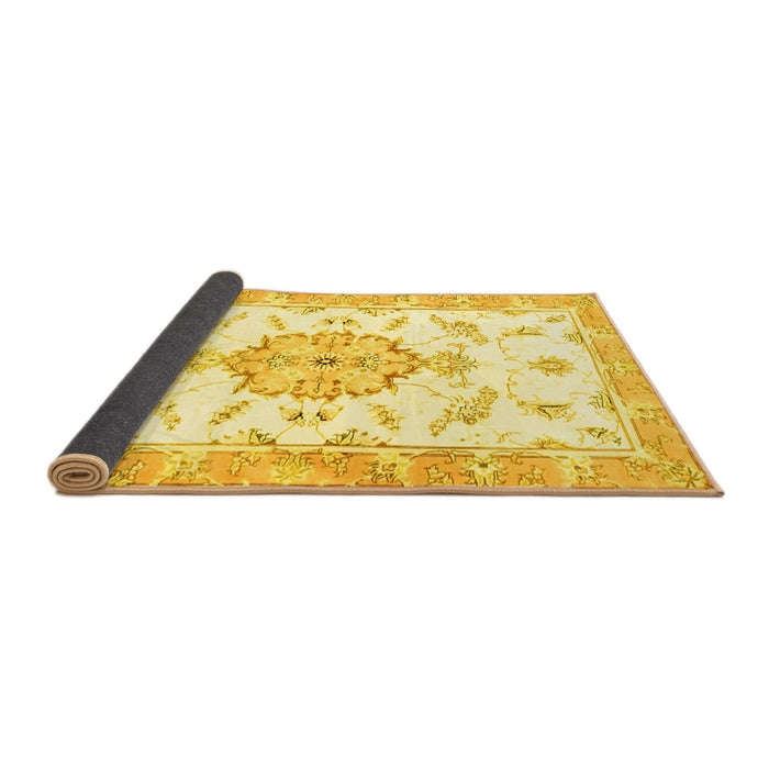 Sideview of Medallion Yellow Traditional Rug, tr4646yw