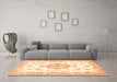 Machine Washable Medallion Orange Traditional Area Rugs in a Living Room, wshtr4646org