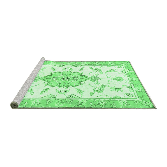 Sideview of Machine Washable Medallion Emerald Green Traditional Area Rugs, wshtr4646emgrn