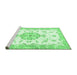 Sideview of Machine Washable Medallion Emerald Green Traditional Area Rugs, wshtr4646emgrn