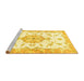 Sideview of Machine Washable Medallion Yellow Traditional Rug, wshtr4646yw