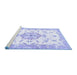 Sideview of Machine Washable Medallion Blue Traditional Rug, wshtr4646blu