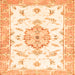 Round Machine Washable Medallion Orange Traditional Area Rugs, wshtr4646org