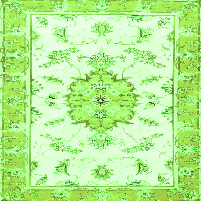 Round Machine Washable Medallion Green Traditional Area Rugs, wshtr4646grn