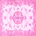 Square Machine Washable Medallion Pink Traditional Rug, wshtr4646pnk