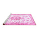 Sideview of Machine Washable Medallion Pink Traditional Rug, wshtr4646pnk