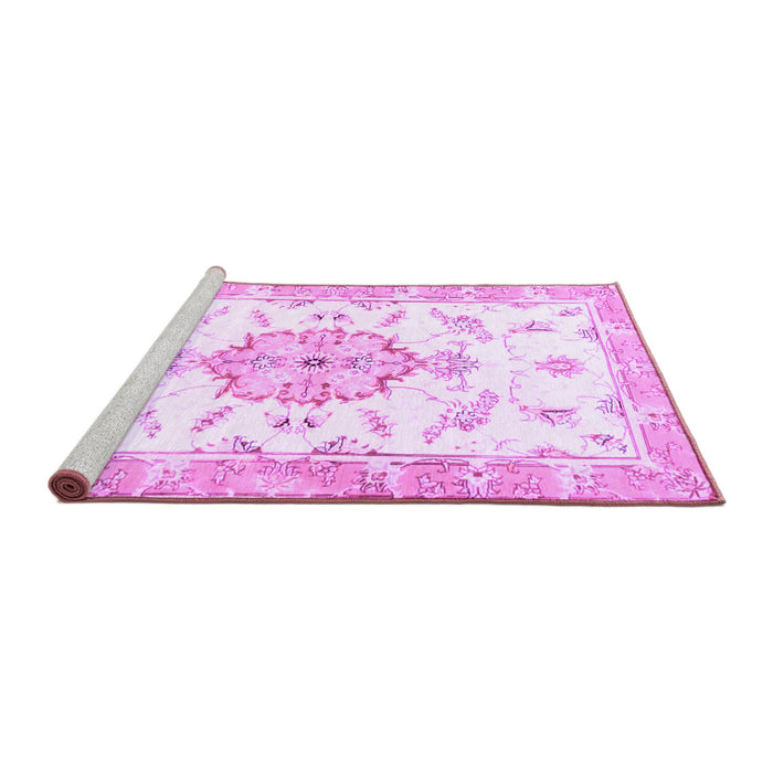 Sideview of Machine Washable Medallion Purple Traditional Area Rugs, wshtr4646pur