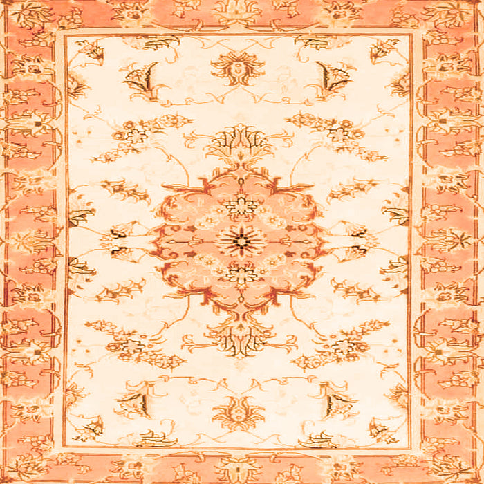 Serging Thickness of Medallion Orange Traditional Rug, tr4646org