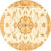 Round Medallion Brown Traditional Rug, tr4646brn