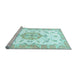 Sideview of Machine Washable Medallion Light Blue Traditional Rug, wshtr4646lblu