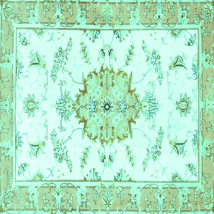 Square Medallion Turquoise Traditional Rug, tr4646turq