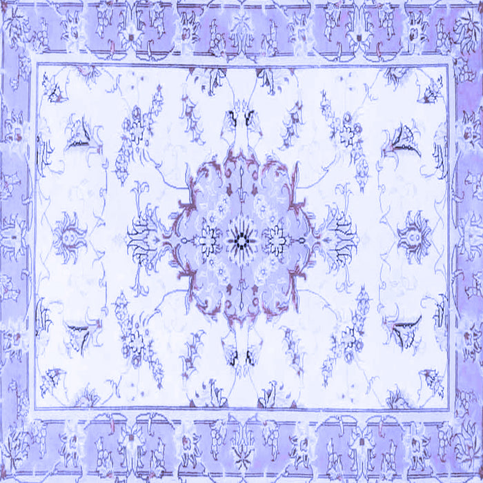 Square Machine Washable Medallion Blue Traditional Rug, wshtr4646blu