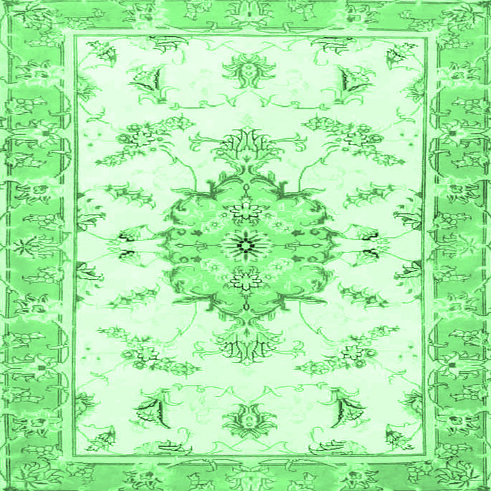 Square Machine Washable Medallion Emerald Green Traditional Area Rugs, wshtr4646emgrn