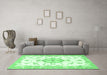 Machine Washable Medallion Emerald Green Traditional Area Rugs in a Living Room,, wshtr4646emgrn