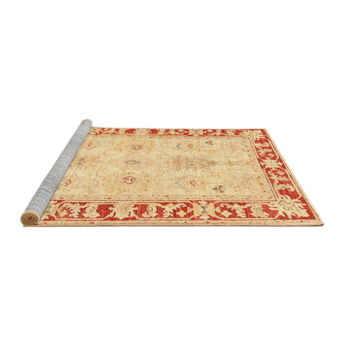 Sideview of Machine Washable Traditional Indian Saffron Orange Rug, wshtr4647