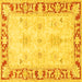 Square Machine Washable Persian Yellow Traditional Rug, wshtr4647yw