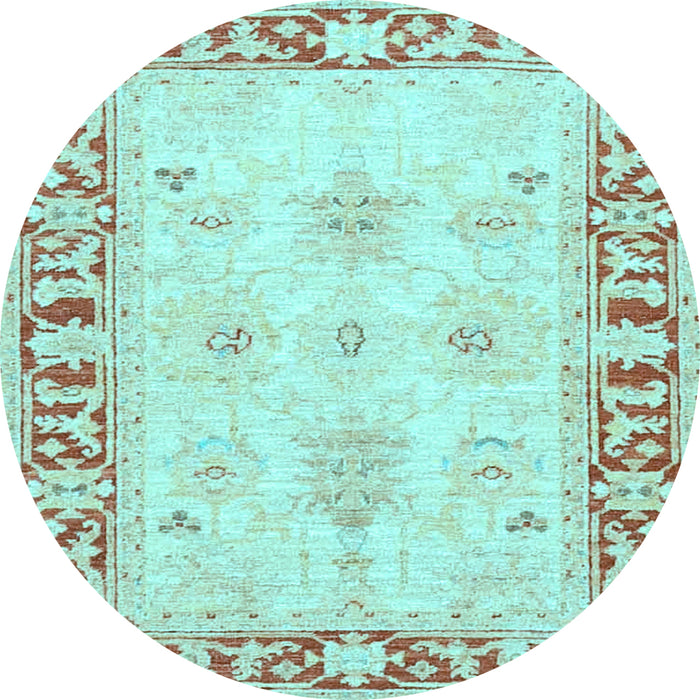Round Machine Washable Persian Light Blue Traditional Rug, wshtr4647lblu