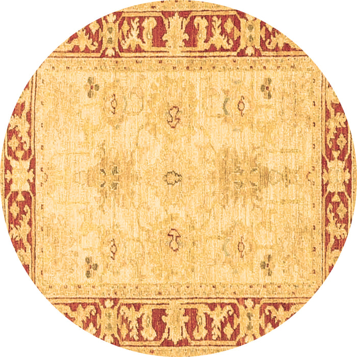 Round Machine Washable Persian Brown Traditional Rug, wshtr4647brn