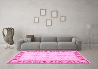 Machine Washable Persian Pink Traditional Rug, wshtr4647pnk