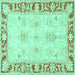 Square Persian Turquoise Traditional Rug, tr4647turq