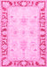 Machine Washable Persian Pink Traditional Rug, wshtr4647pnk