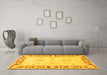 Machine Washable Persian Yellow Traditional Rug in a Living Room, wshtr4647yw