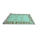 Sideview of Machine Washable Persian Light Blue Traditional Rug, wshtr4647lblu