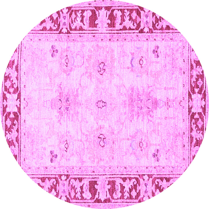 Round Machine Washable Persian Purple Traditional Area Rugs, wshtr4647pur