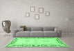 Machine Washable Persian Emerald Green Traditional Area Rugs in a Living Room,, wshtr4647emgrn