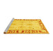 Sideview of Machine Washable Persian Yellow Traditional Rug, wshtr4647yw