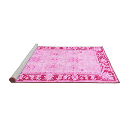Sideview of Machine Washable Persian Pink Traditional Rug, wshtr4647pnk