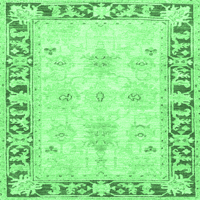 Square Persian Emerald Green Traditional Rug, tr4647emgrn